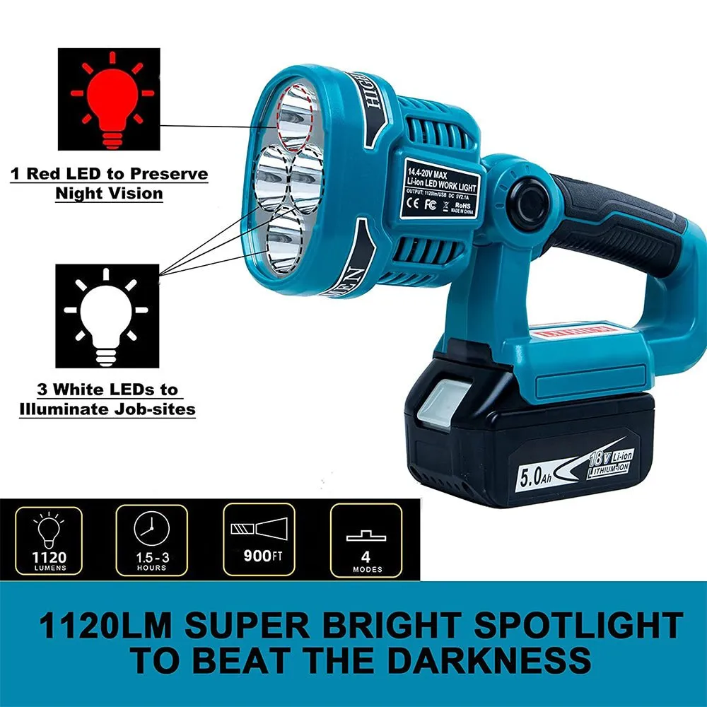 12W 1120LM Cordless LED Work Light Powered by Makita 18V Max LXT Lithium-Ion Battery