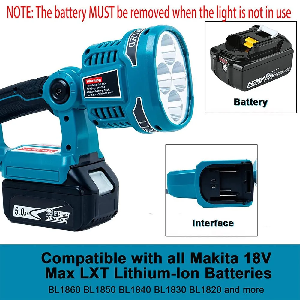 12W 1120LM Cordless LED Work Light Powered by Makita 18V Max LXT Lithium-Ion Battery