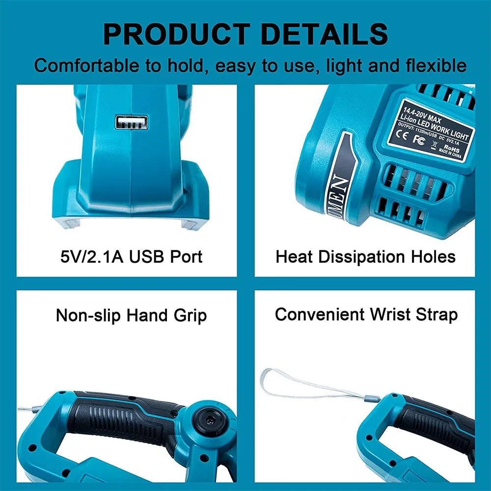 12W 1120LM Cordless LED Work Light Powered by Makita 18V Max LXT Lithium-Ion Battery