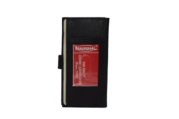 3216 Genuine Leather ID Checkbook Holder Wallet Window with Snap Closure
