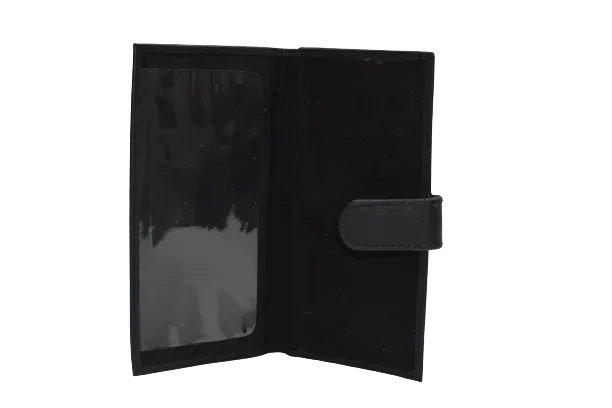 3216 Genuine Leather ID Checkbook Holder Wallet Window with Snap Closure
