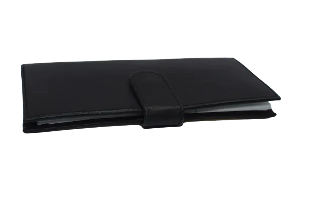 3216 Genuine Leather ID Checkbook Holder Wallet Window with Snap Closure