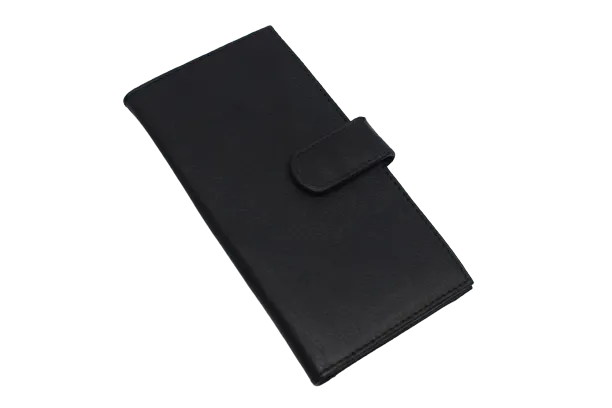 3216 Genuine Leather ID Checkbook Holder Wallet Window with Snap Closure