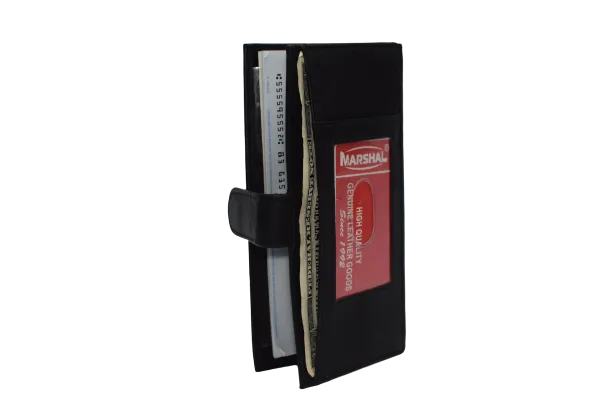 3216 Genuine Leather ID Checkbook Holder Wallet Window with Snap Closure