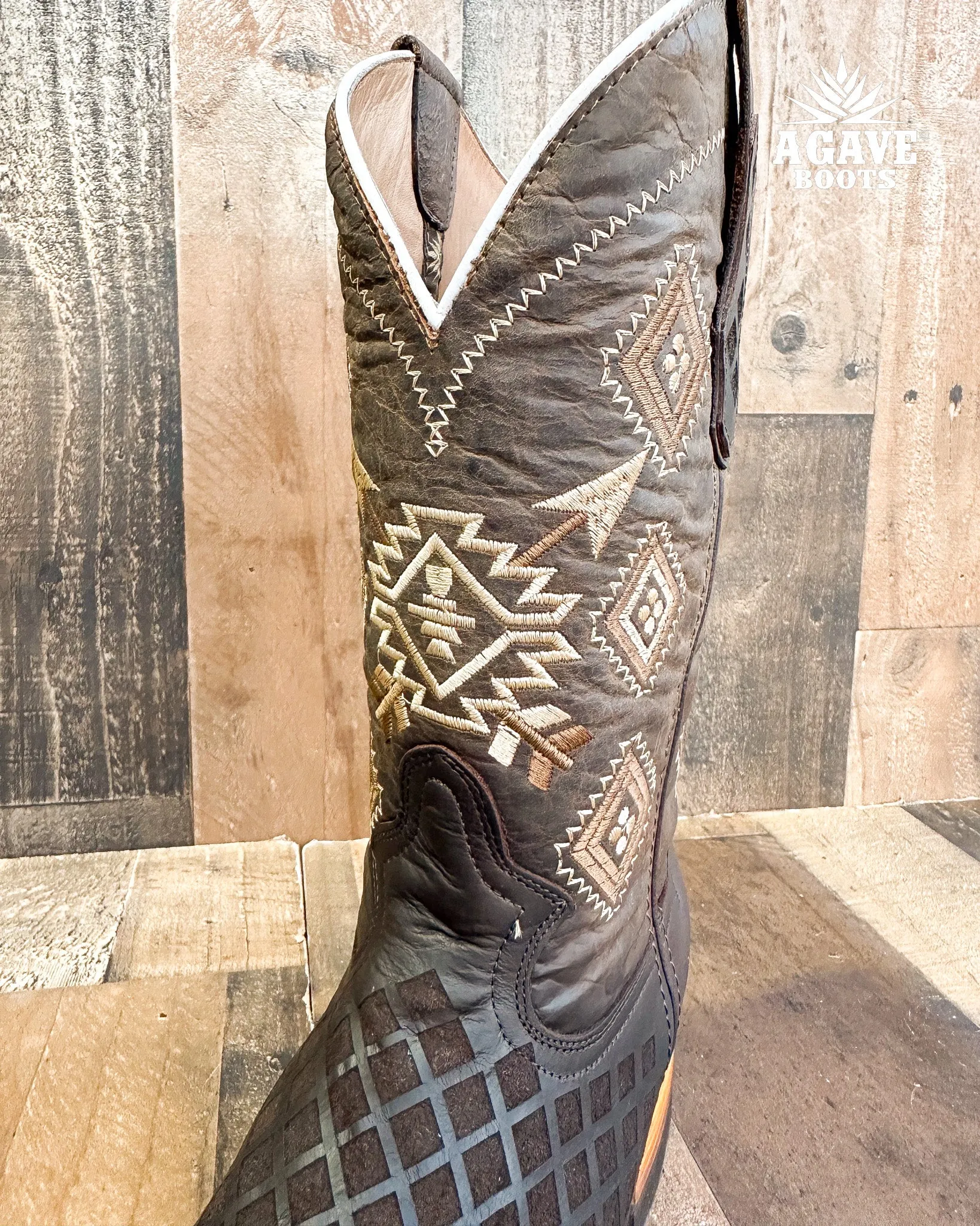 BASKET WEAVE LASER PETATILLO | MEN SQUARE TOE WESTERN COWBOY BOOTS