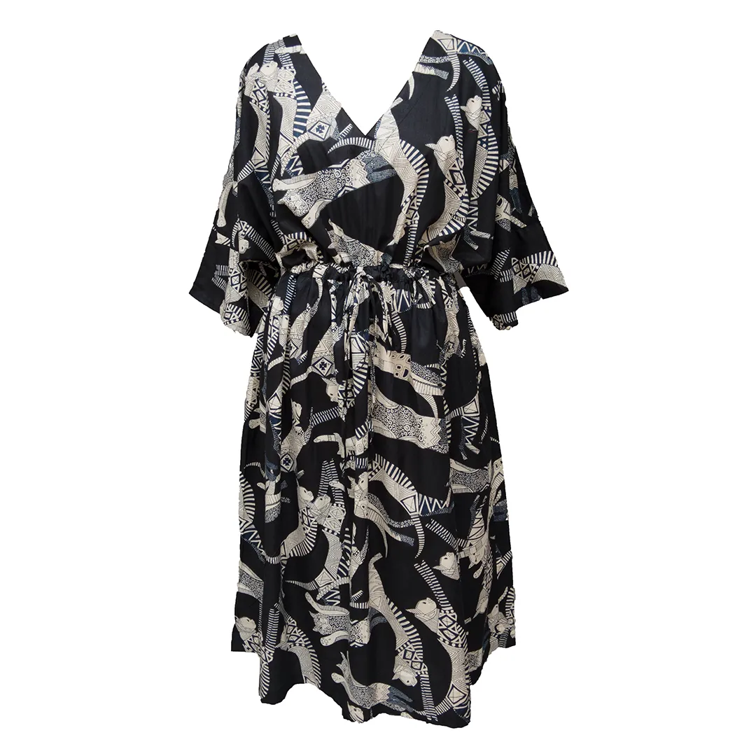 Black Egyptian Cats Cotton Maxi Dress UK Size 18-32 M164