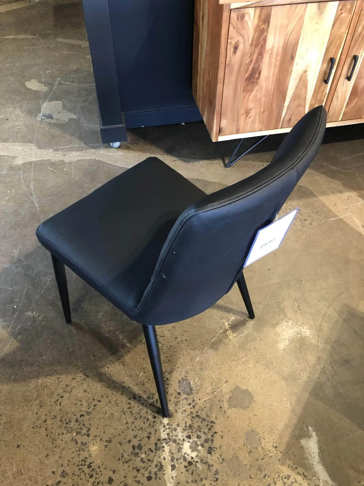 Black Genuine Leather Dining Chairs (Set of 2)