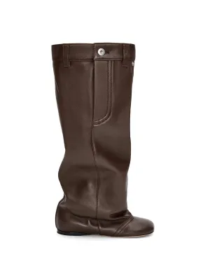 Brown leather boots
