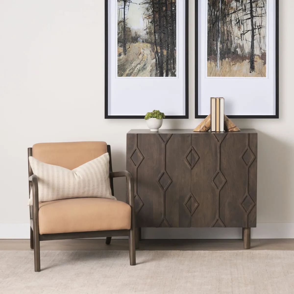 Cashel Accent Chair Medium Brown Wood | Leather