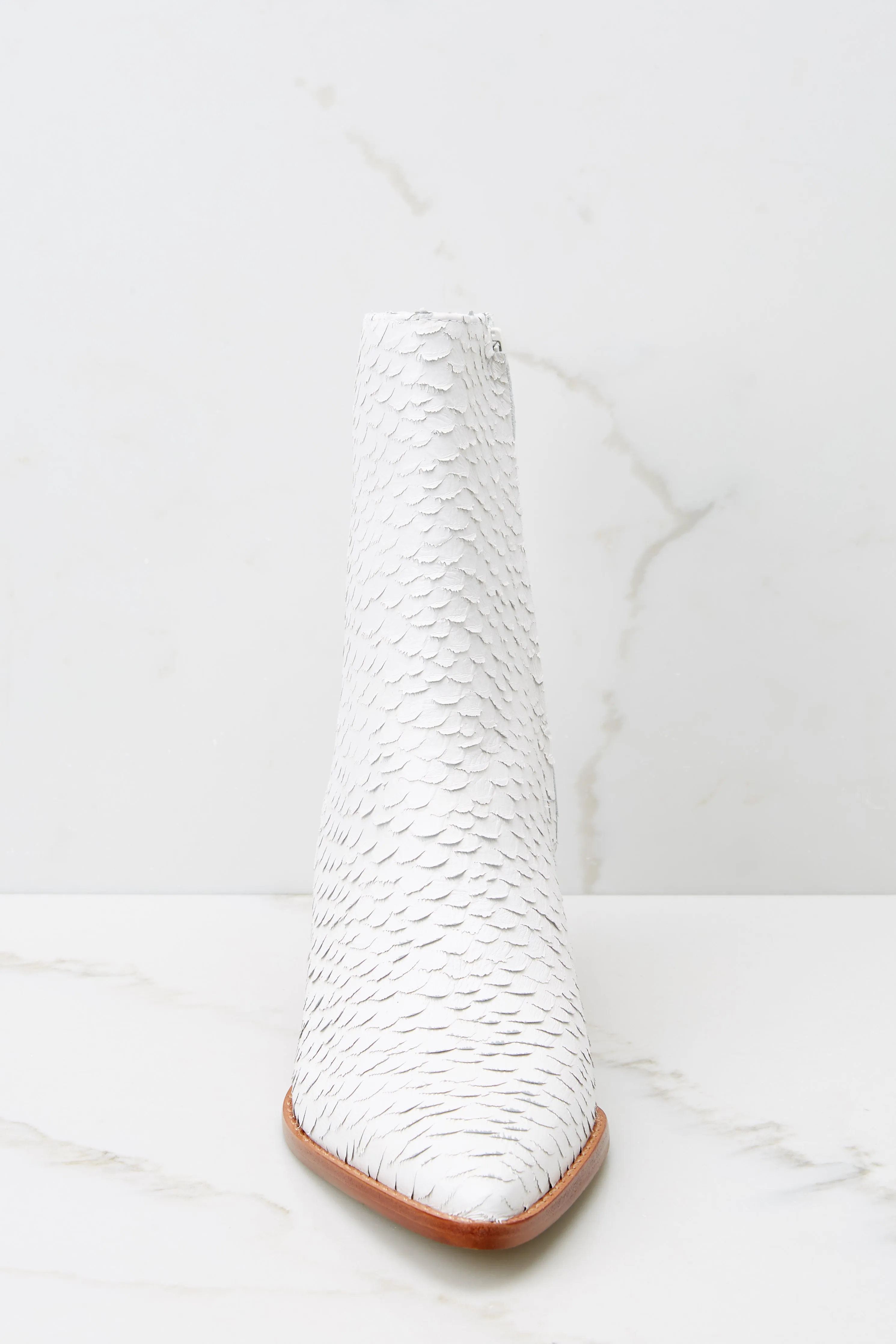 Caty White Snake Ankle Boots