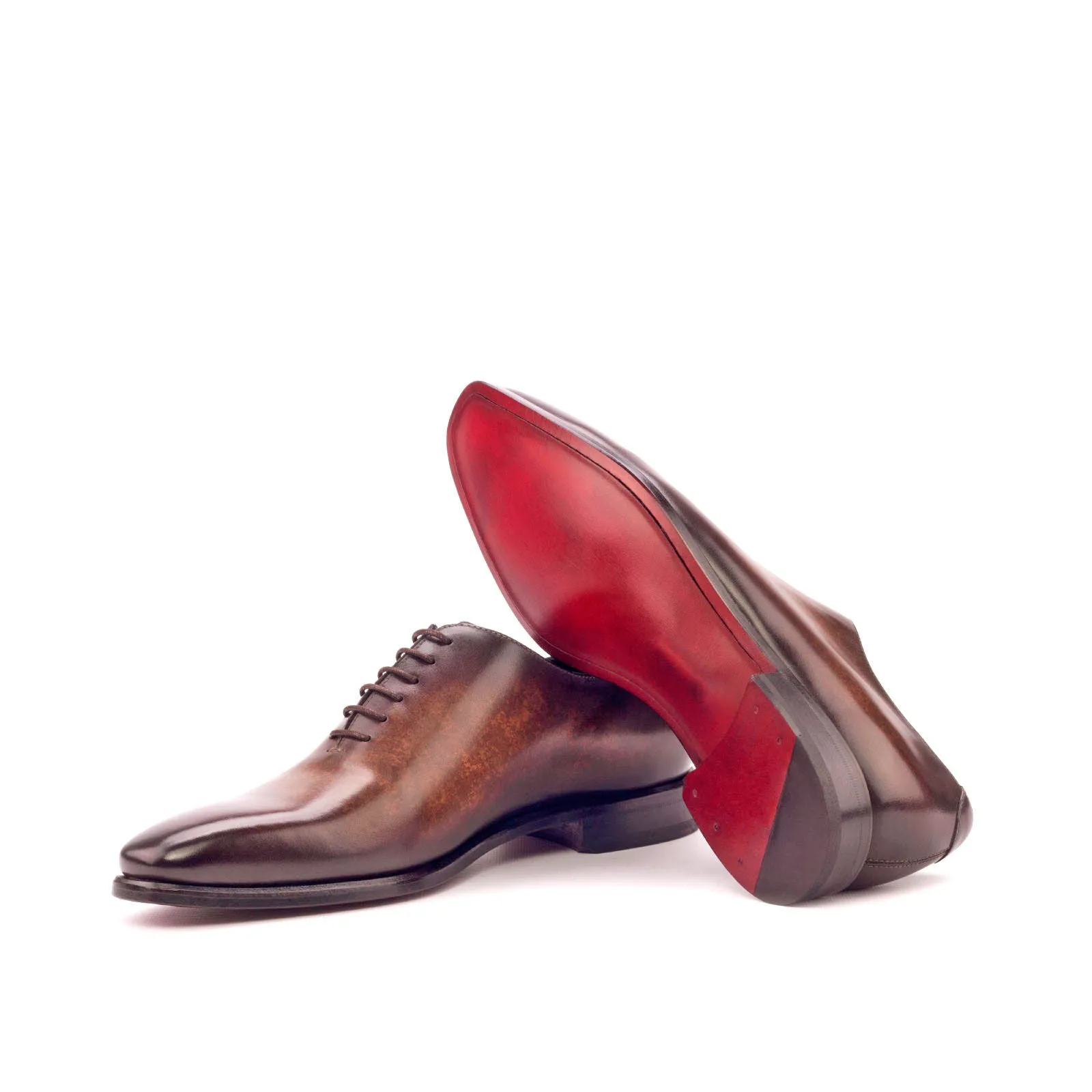 DapperFam Giuliano in Brown Men's Hand-Painted Patina Whole Cut