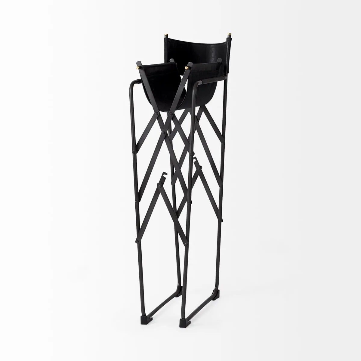 Direttore Bar Counter Stool Black Leather | Black Iron | Bar