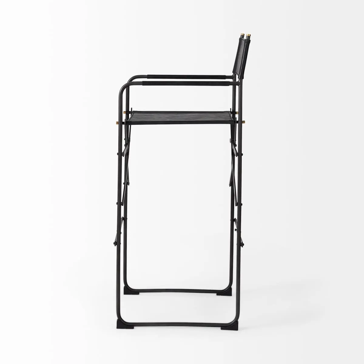 Direttore Bar Counter Stool Black Leather | Black Iron | Bar