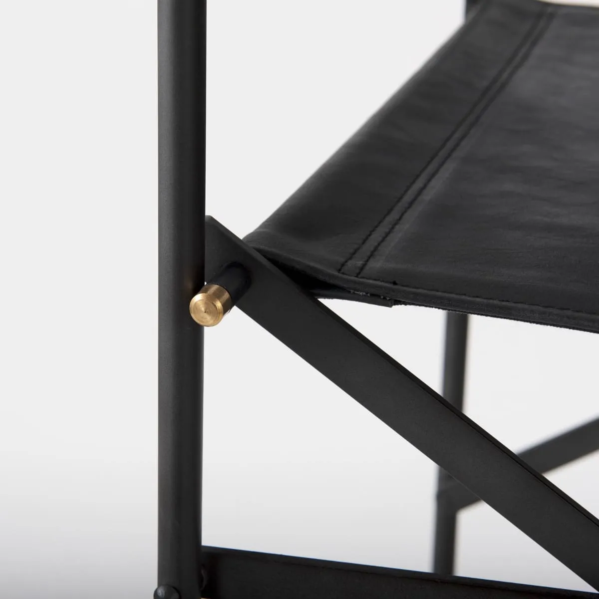 Direttore Bar Counter Stool Black Leather | Black Iron | Bar
