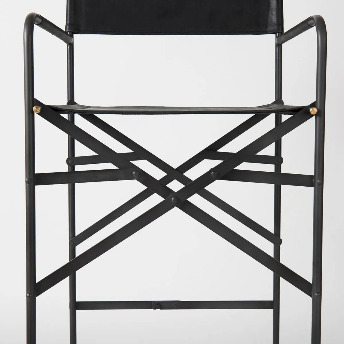 Direttore Bar Counter Stool Black Leather | Black Iron | Bar