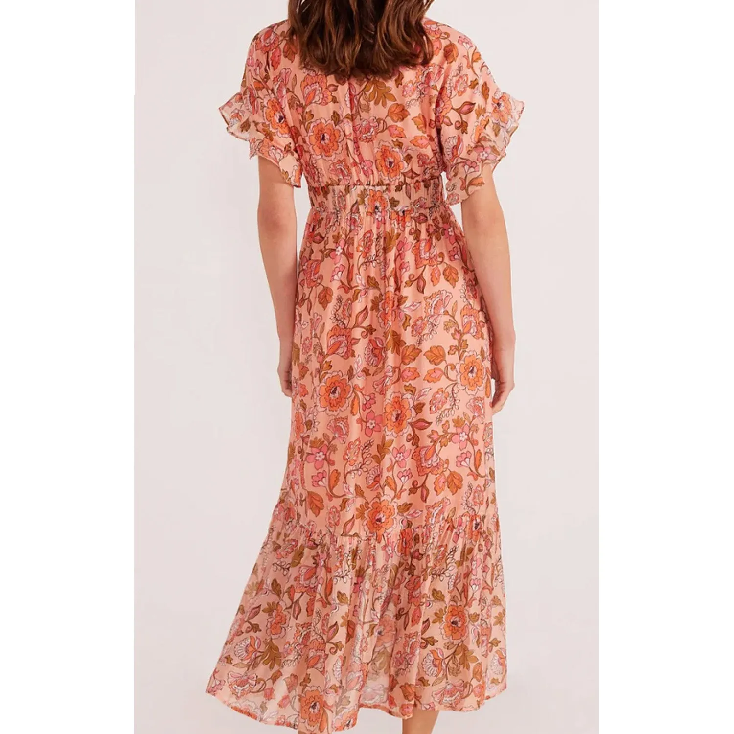 Dress Amelia Button Down - Peach Floral