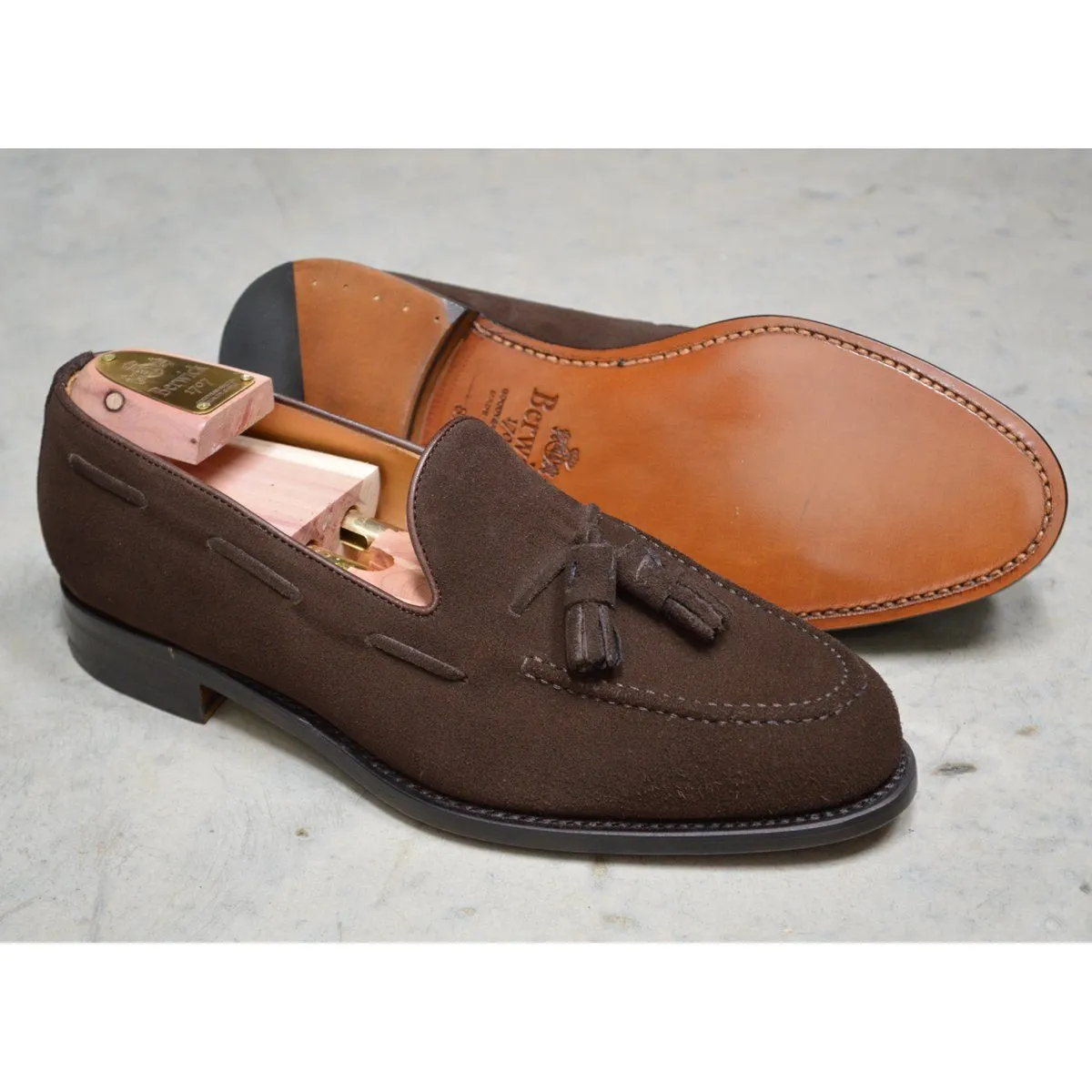 FACTORY SECOND Berwick 1707 Tasselled Slip On (8491) - Dark Brown Suede