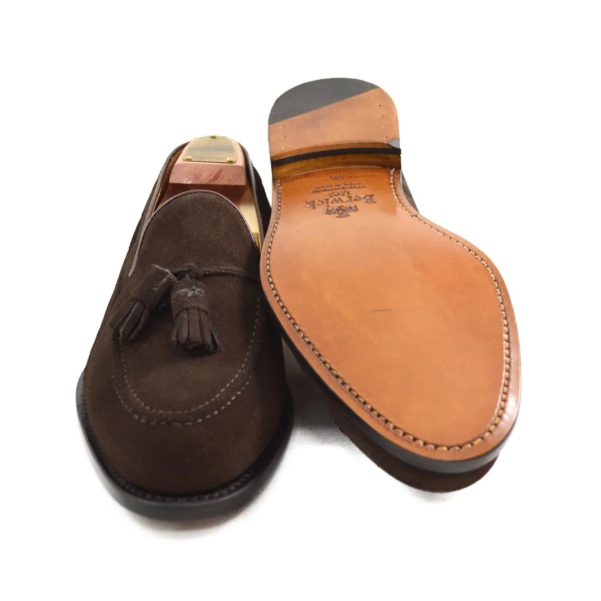 FACTORY SECOND Berwick 1707 Tasselled Slip On (8491) - Dark Brown Suede