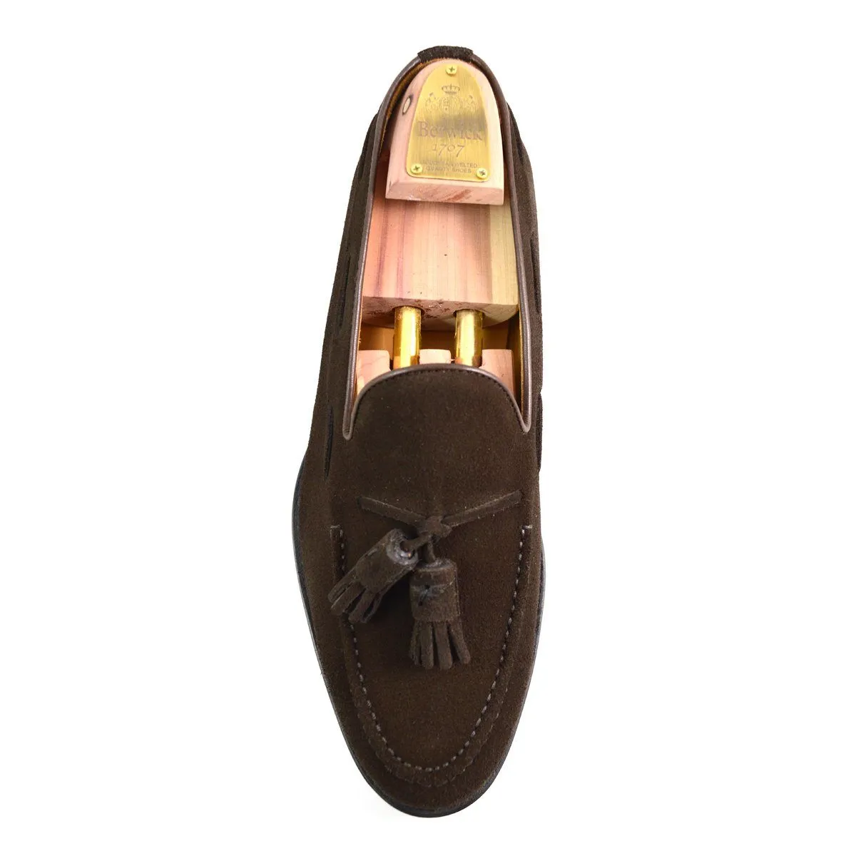 FACTORY SECOND Berwick 1707 Tasselled Slip On (8491) - Dark Brown Suede