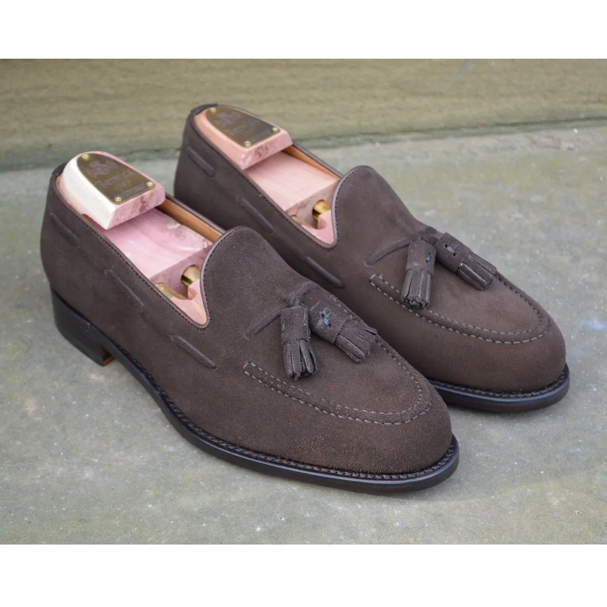 FACTORY SECOND Berwick 1707 Tasselled Slip On (8491) - Dark Brown Suede