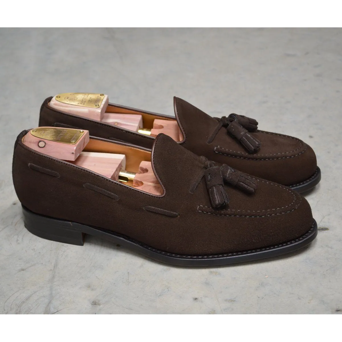FACTORY SECOND Berwick 1707 Tasselled Slip On (8491) - Dark Brown Suede