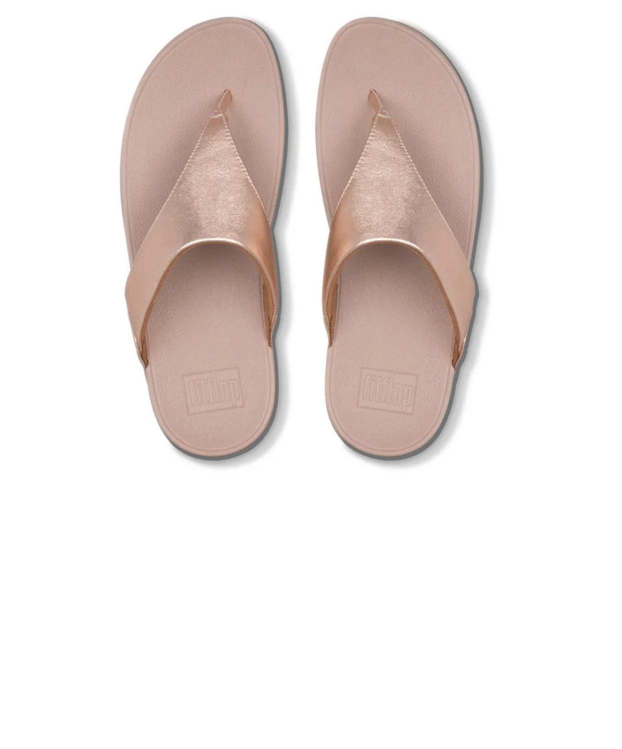 FitFlop Lulu Leather Rose Gold Toe-Post Sandals