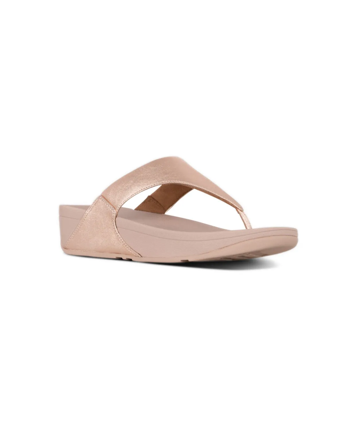 FitFlop Lulu Leather Rose Gold Toe-Post Sandals