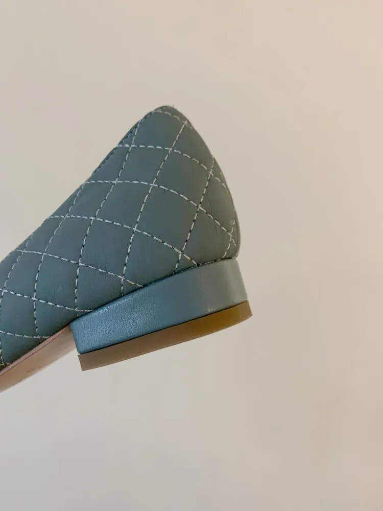 Full Leather Inside and Outside  Spring Women's Pumps Genuine Leather Square Toe Bowknot Low-heel Comfortable Casual Shoes