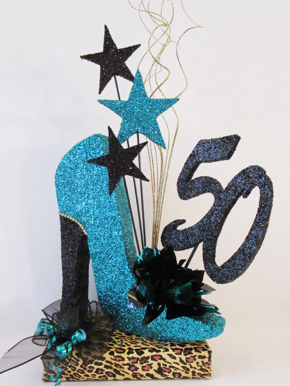 High Heel Shoe Centerpiece with Lipstick, Stars & Optional Print