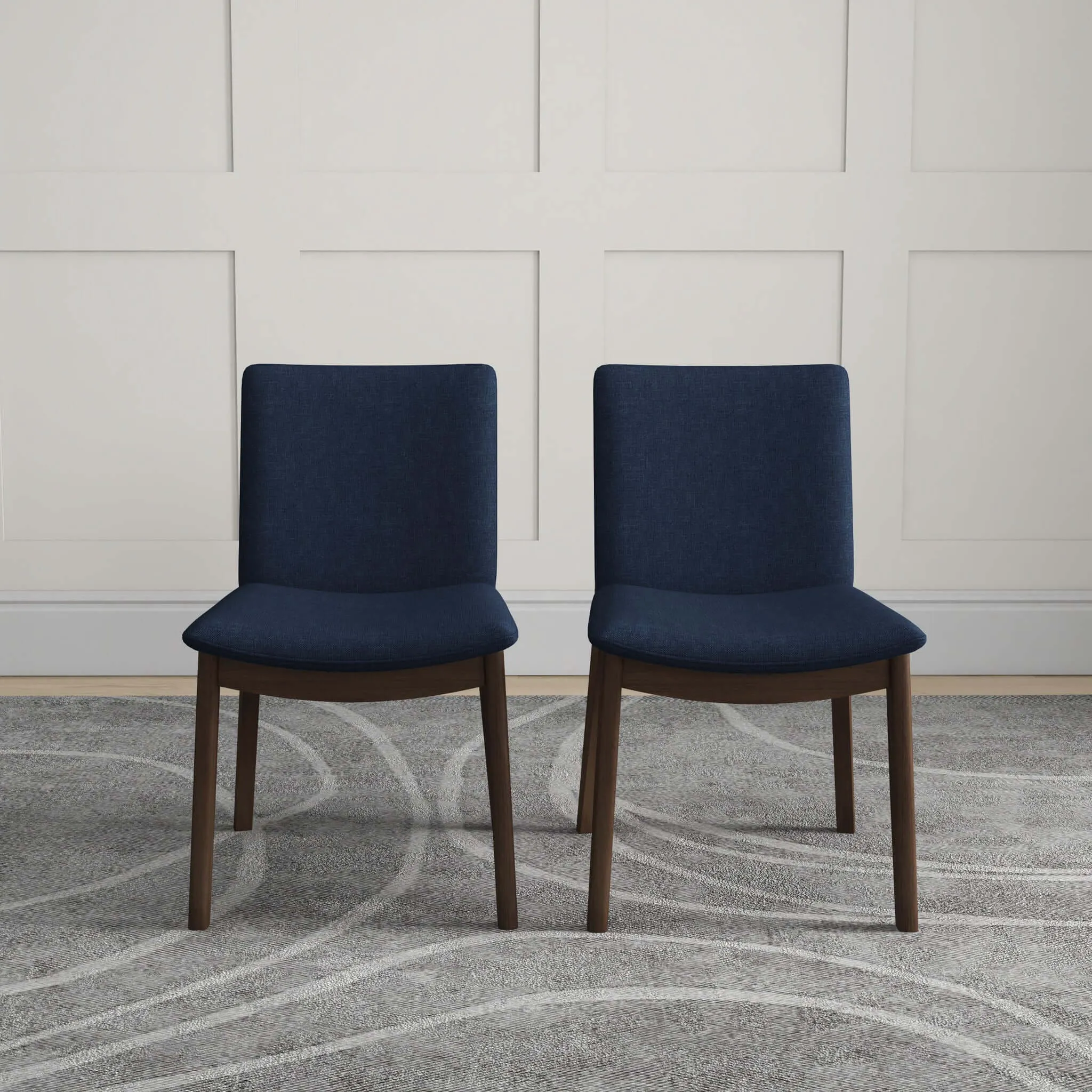 Laura Mid-Century Modern Solid Wood Dining Chair (Set of 2) Green Velvet