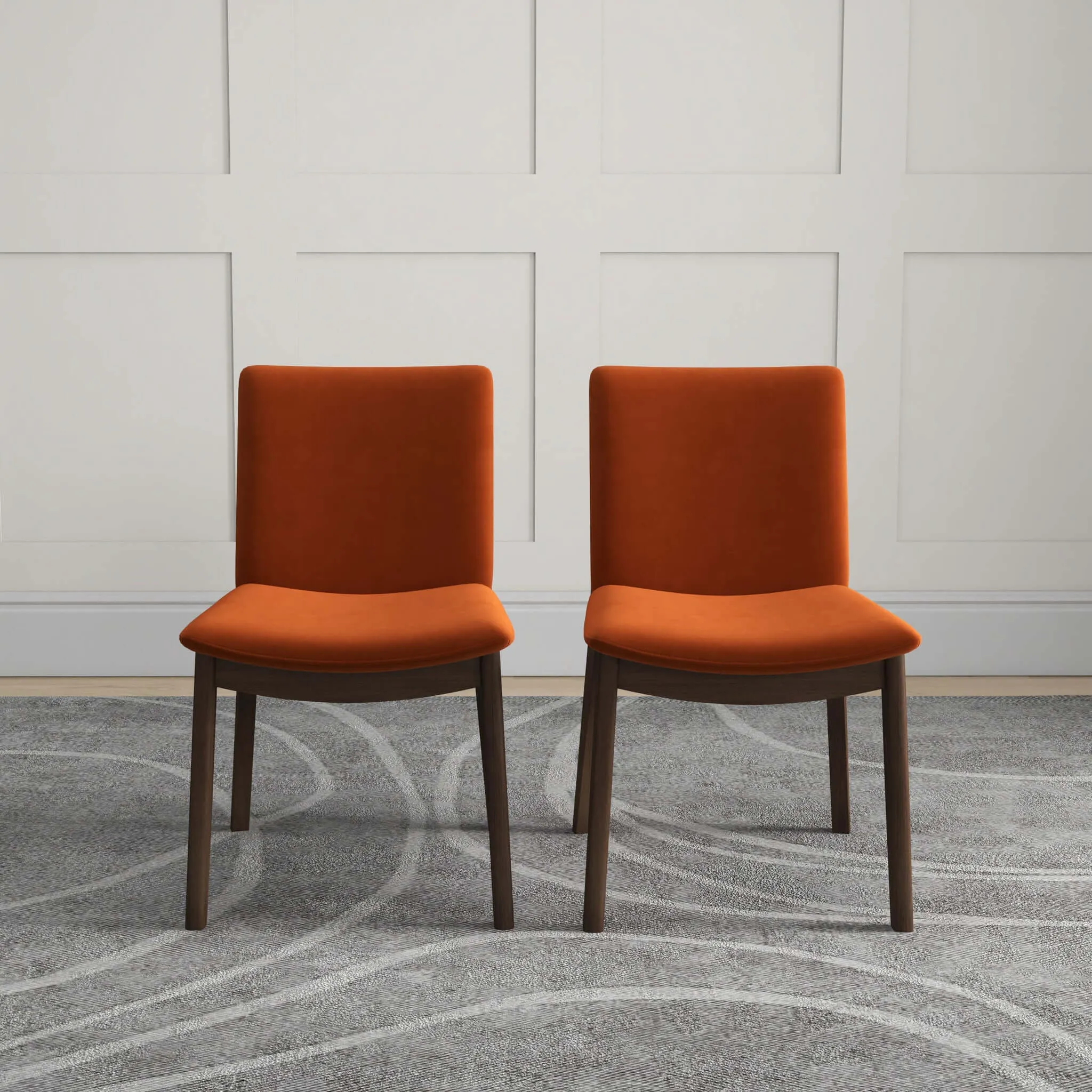 Laura Mid-Century Modern Solid Wood Dining Chair (Set of 2) Green Velvet