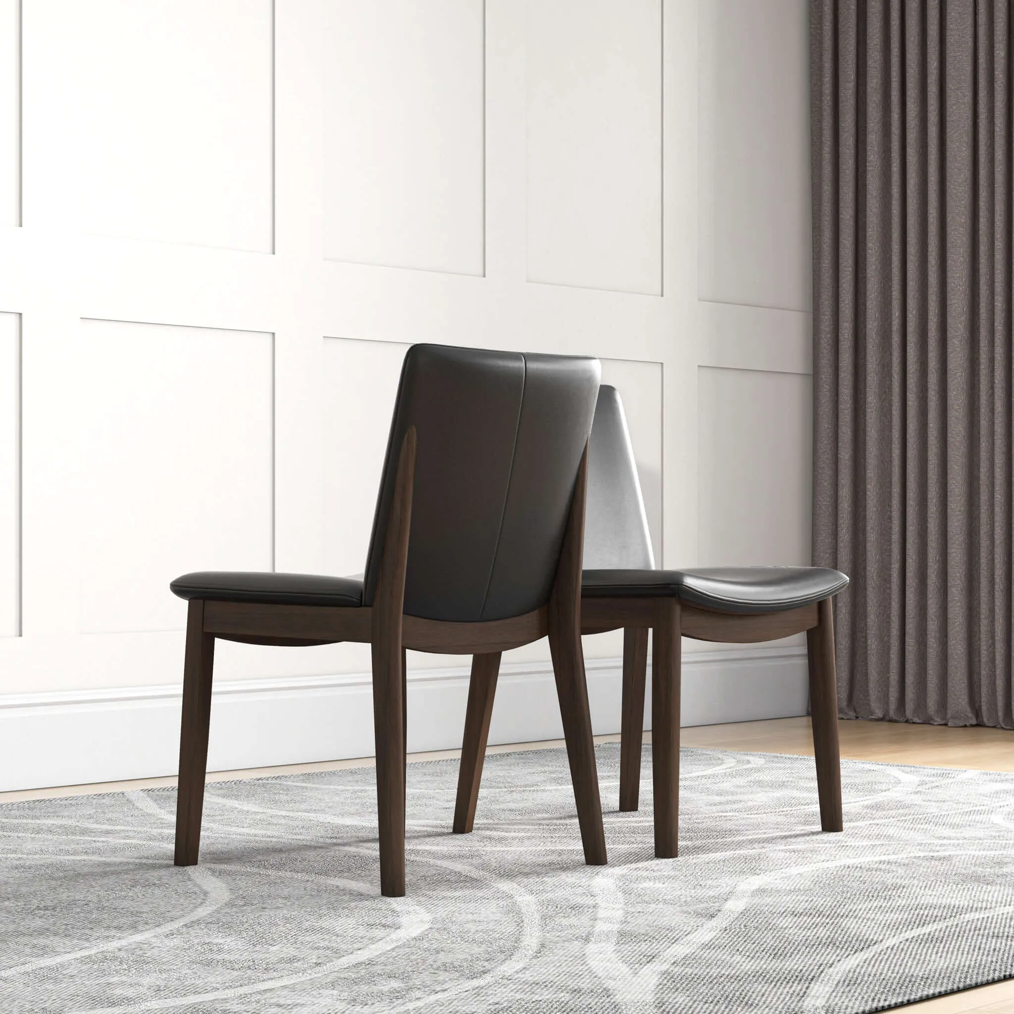 Laura Mid-Century Modern Solid Wood Dining Chair (Set of 2) Green Velvet