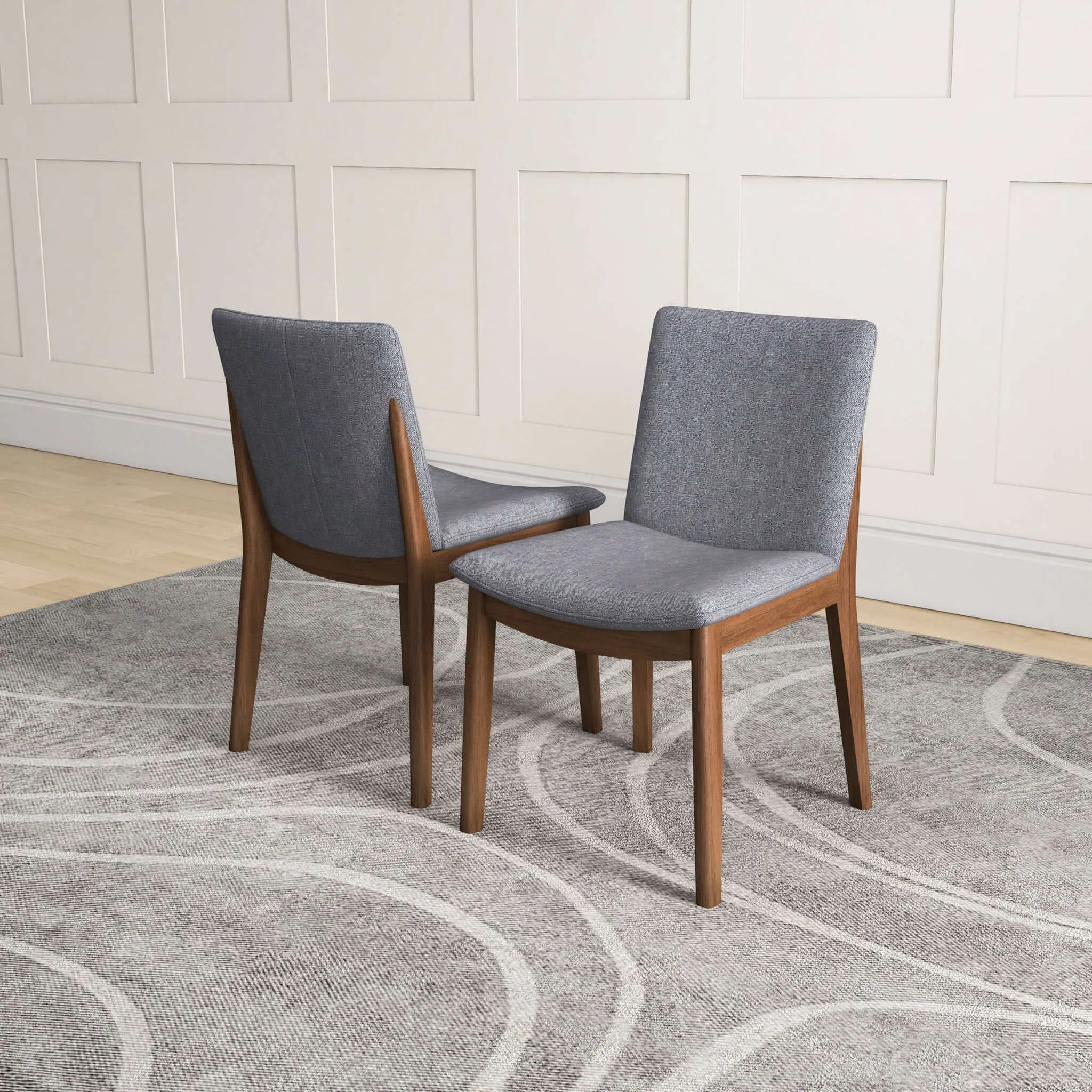 Laura Mid-Century Modern Solid Wood Dining Chair (Set of 2) Green Velvet