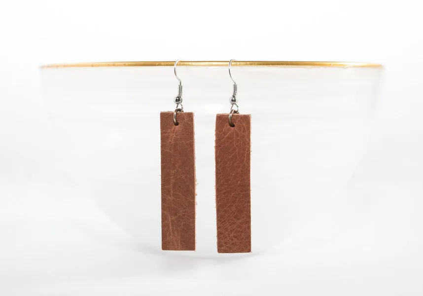 Leather Long Bar Earrings | 6 Colors