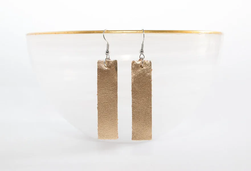 Leather Long Bar Earrings | 6 Colors