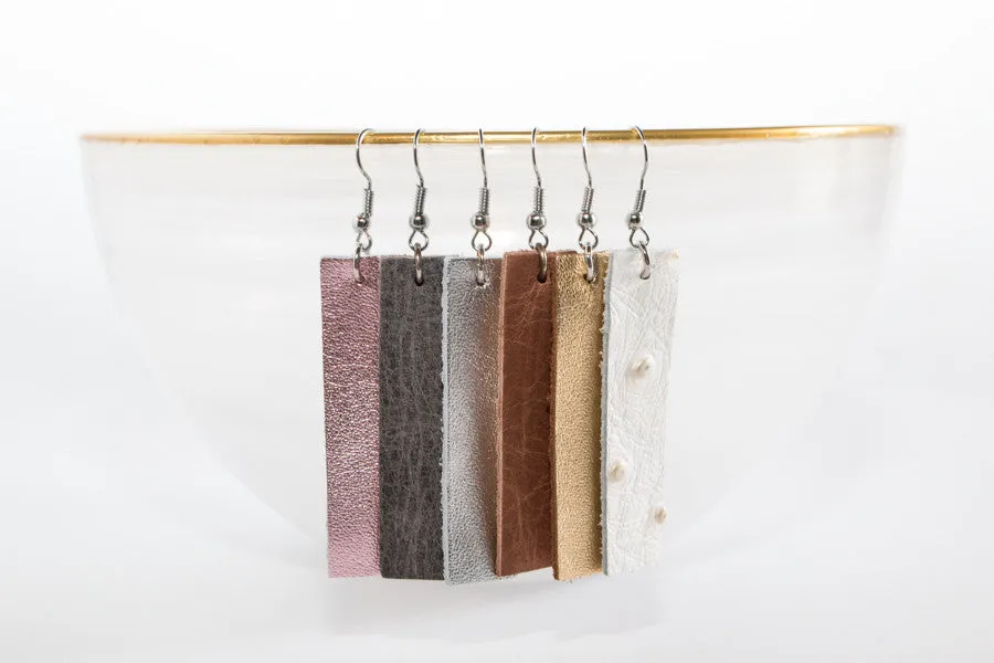 Leather Long Bar Earrings | 6 Colors