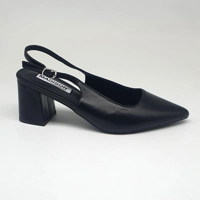 Madison Palmer Slingback Low Block Heel Court - Black