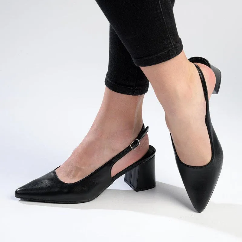 Madison Palmer Slingback Low Block Heel Court - Black