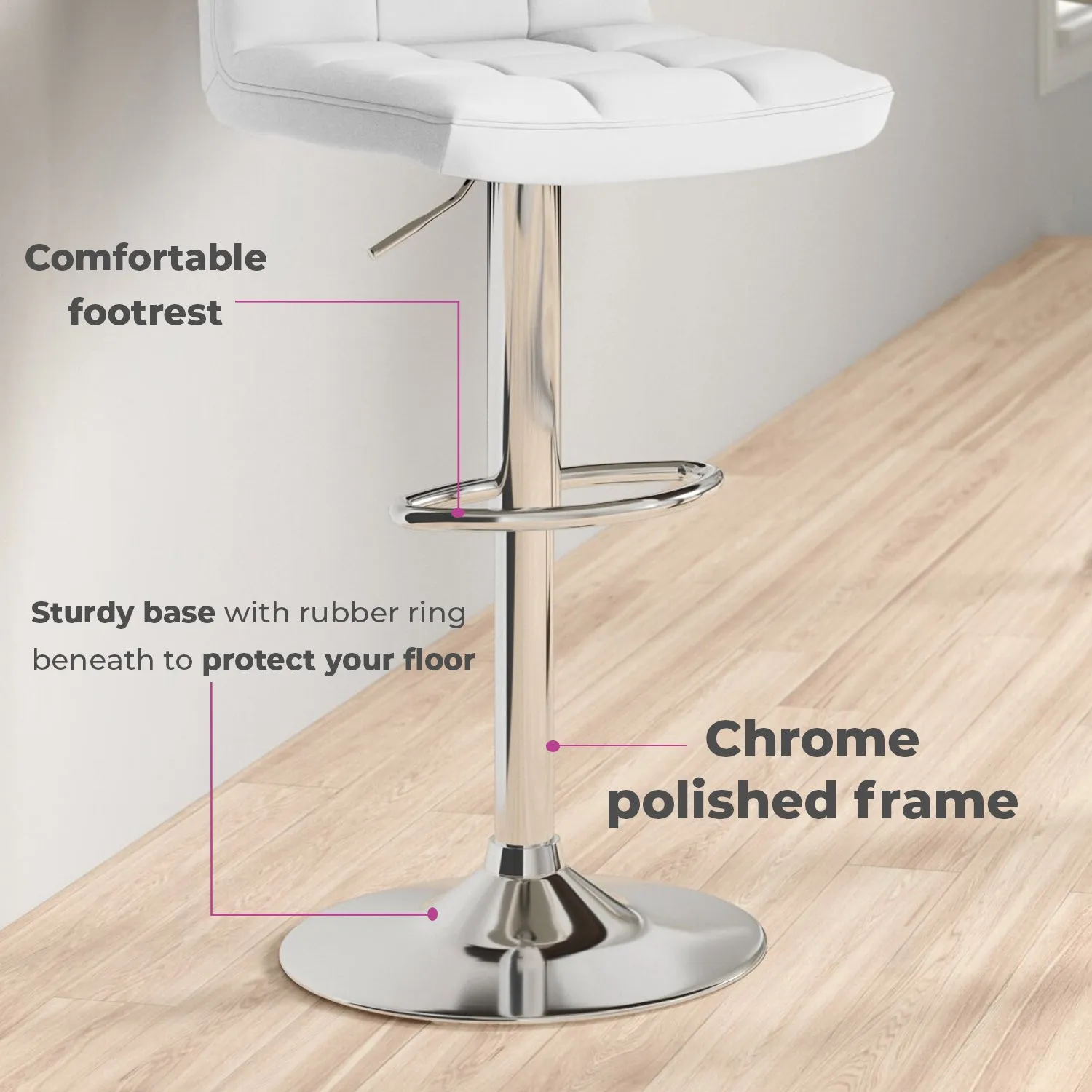 Neo White Faux Leather Bar Stools