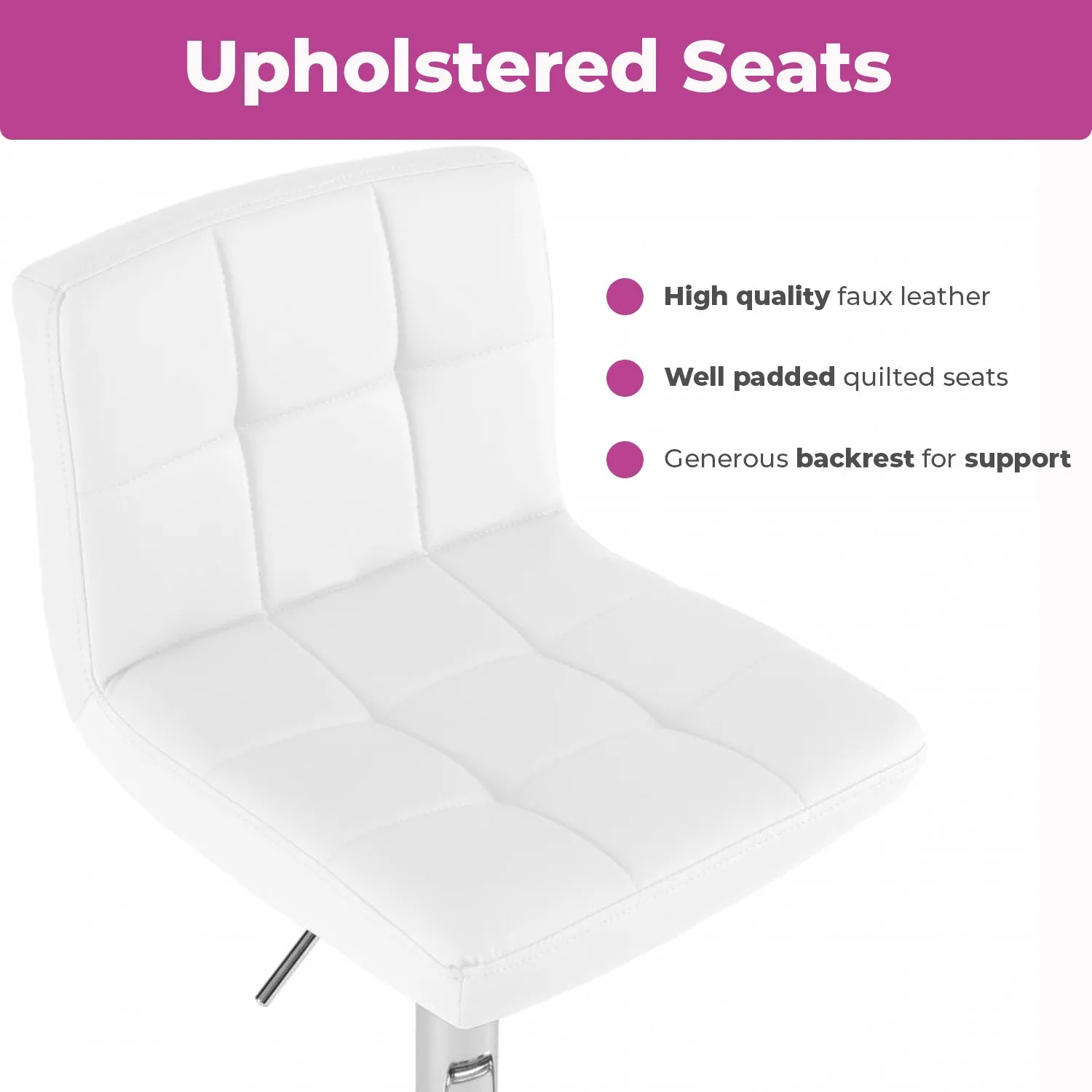 Neo White Faux Leather Bar Stools