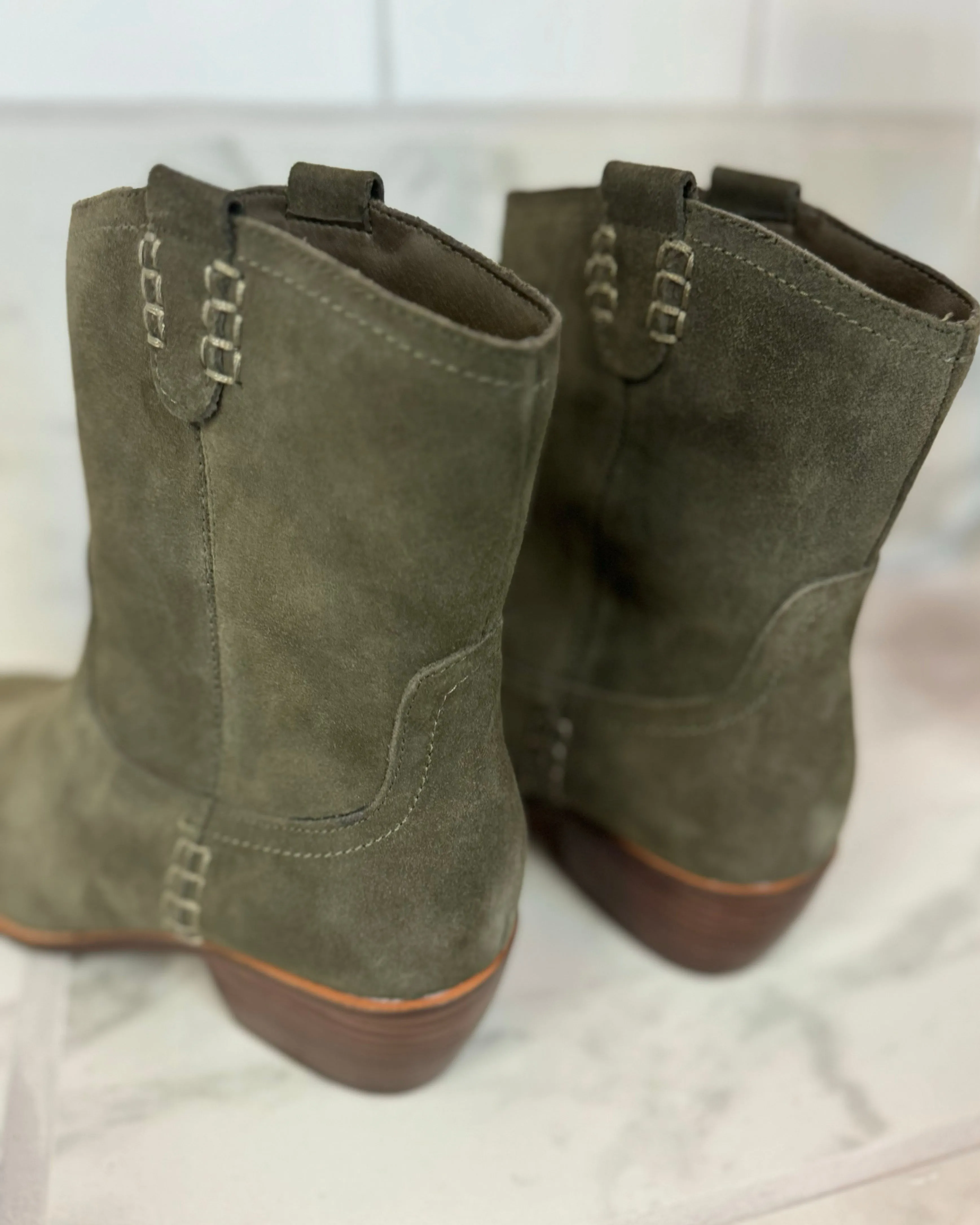 Olive Suede Mia Lauryn Bootie