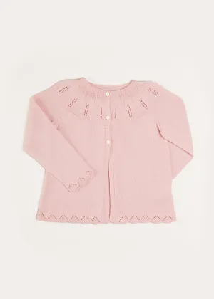 Openwork Detail Light Cardigan in Pink (6mths-10yrs)