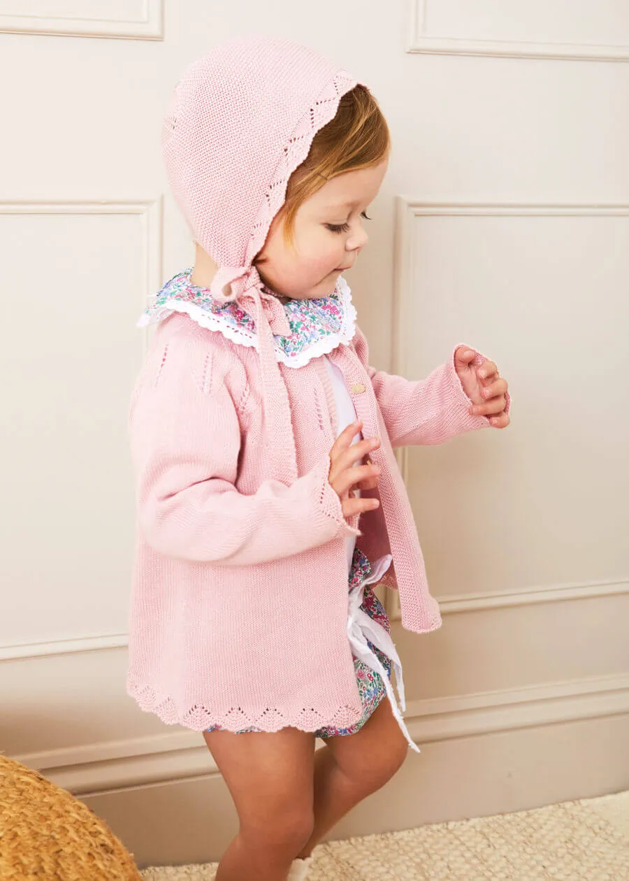 Openwork Detail Light Cardigan in Pink (6mths-10yrs)
