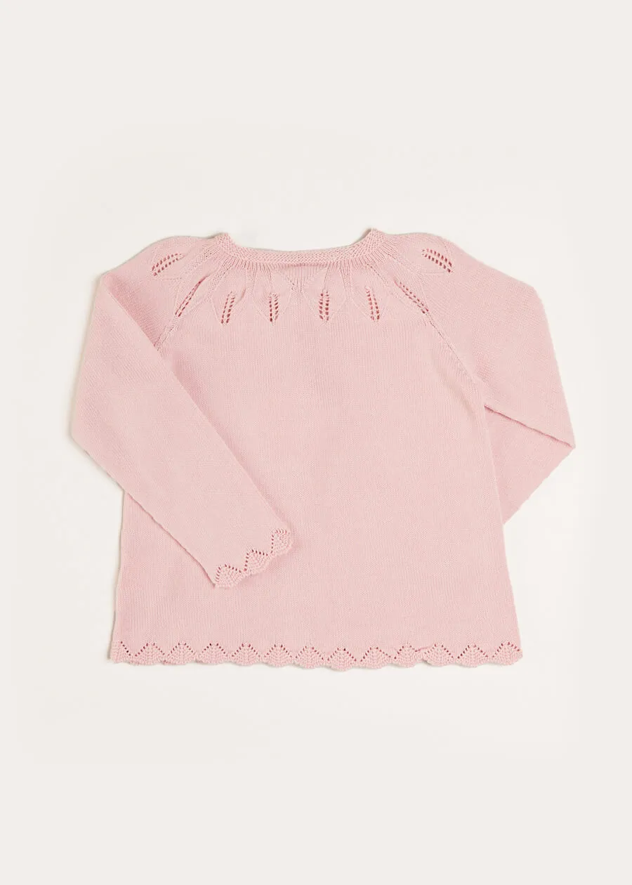 Openwork Detail Light Cardigan in Pink (6mths-10yrs)