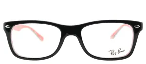 Ray-Ban RX 5228 2479 Rectangle Plastic Black Eyeglasses with Demo Lens