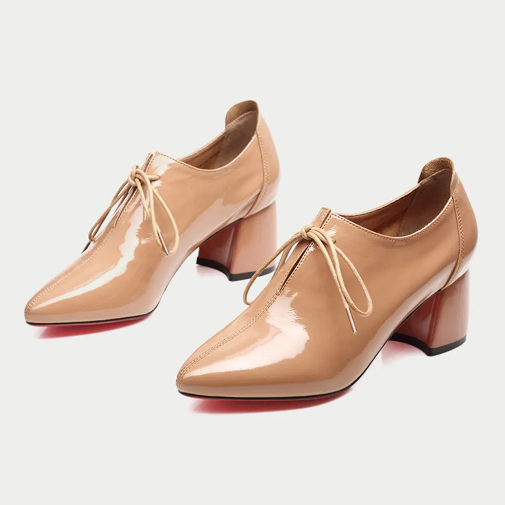 Spring Leather Mid-heel Pointed Fashion Women's Boots