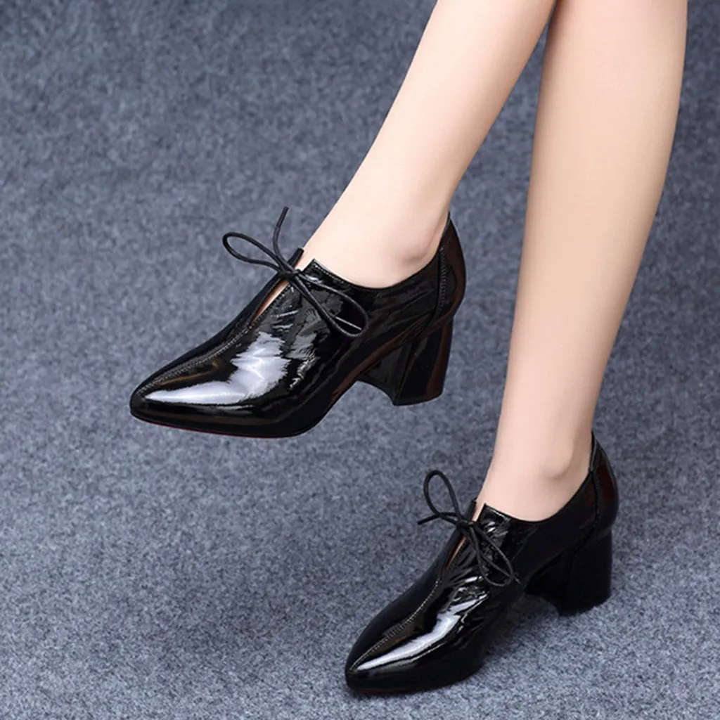 Spring Leather Mid-heel Pointed Fashion Women's Boots