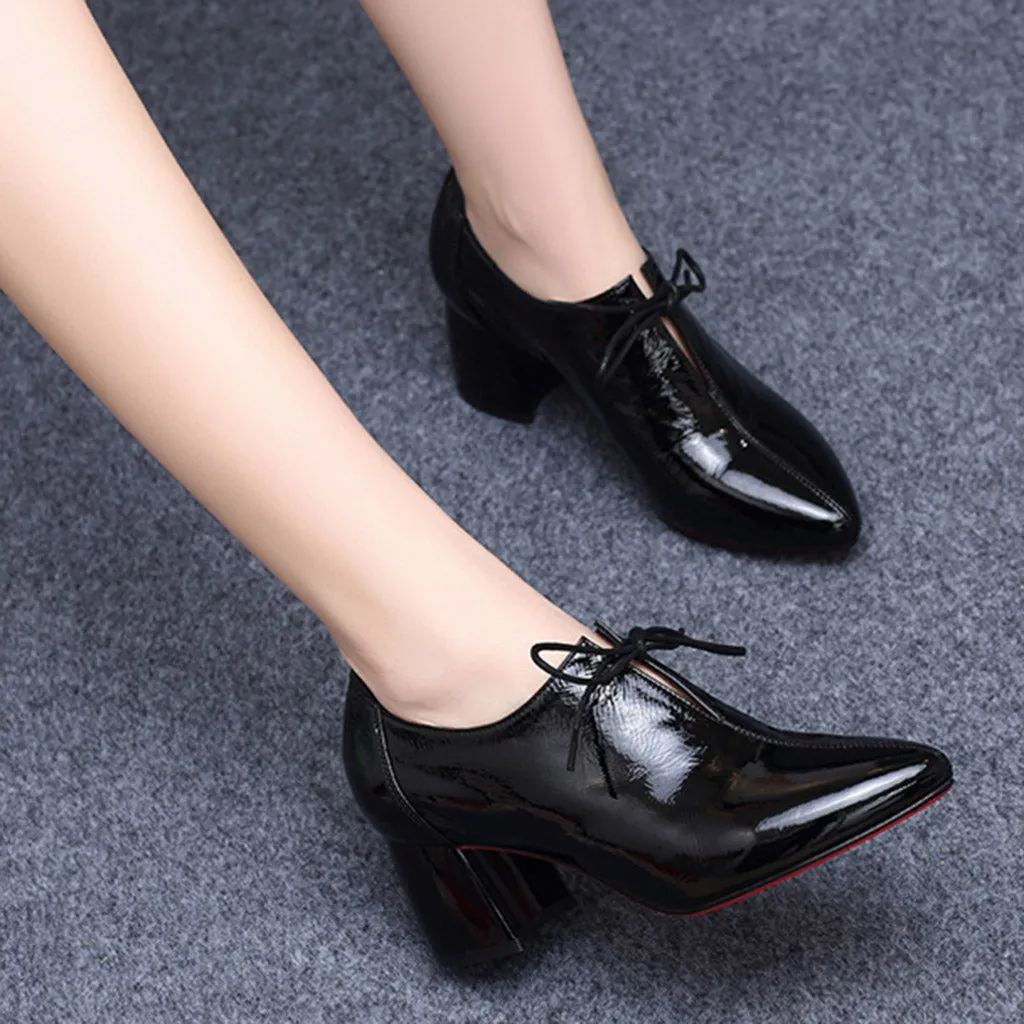 Spring Leather Mid-heel Pointed Fashion Women's Boots