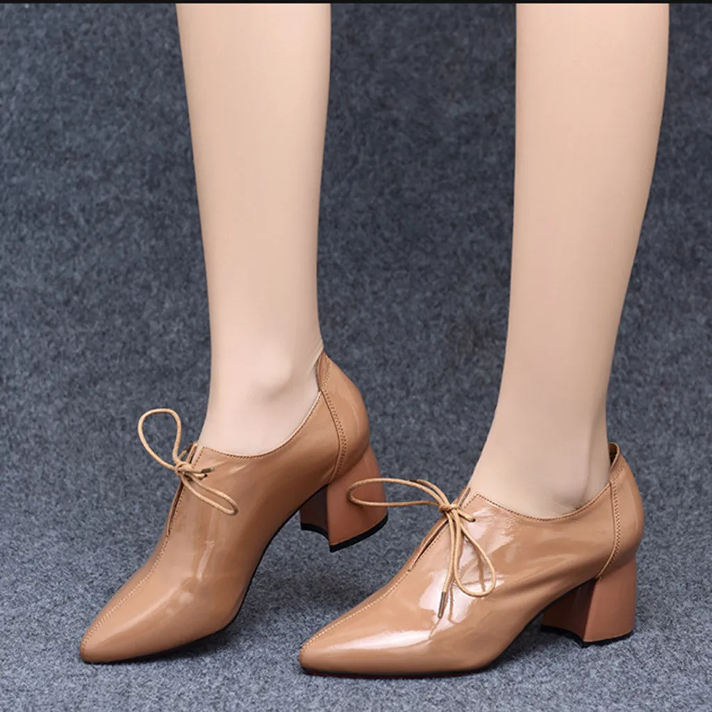 Spring Leather Mid-heel Pointed Fashion Women's Boots