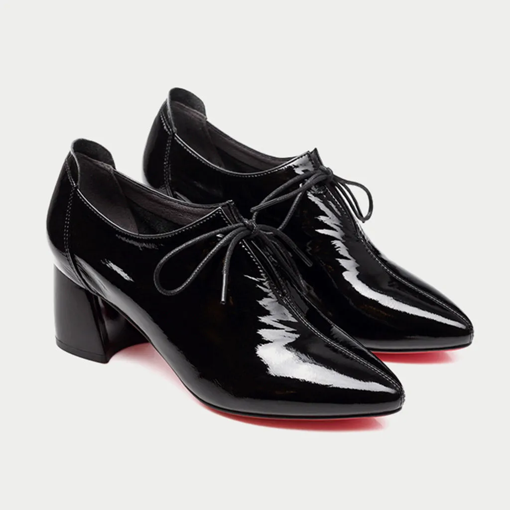 Spring Leather Mid-heel Pointed Fashion Women's Boots